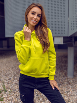 Bolf Damen Sweatshirt mit Kängurutsche Lemongrün W02B