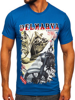 Bolf Herren Baumwoll T-Shirt mit Motiv Blau  143008