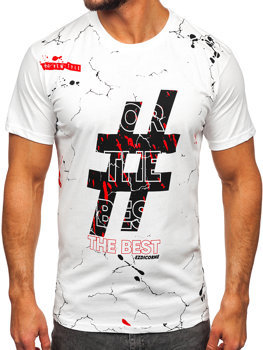 Bolf Herren Baumwoll T-Shirt mit Motiv Weiß  14728