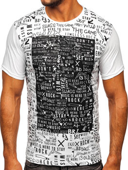 Bolf Herren T-Shirt mit Motiv Weiß  1173
