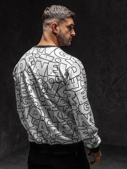 Bolf Herren Sweatshirt mit Motiv Schwarz-Weiß  8B1136