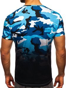 Bolf Herren T-Shirt mit Motiv Camo Azurblau  S808